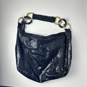 Michael Micheal Kors Black Snakeskin Print Leather‎ Chain Hand Shoulder Bag